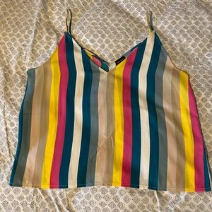 Box cut striped tank top